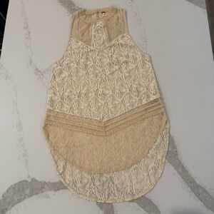 Free People Modern Lace Mesh Maisie Tunic Sleeveless Top Women’s Medium Cream